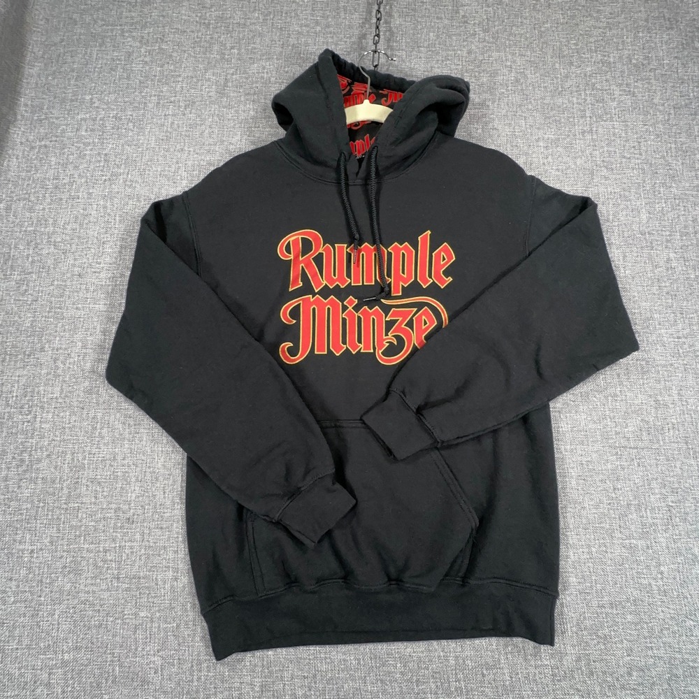 Rumple Minze Hoodie Mens Small Black Graphic Liquor Promo Streetwear Pullover